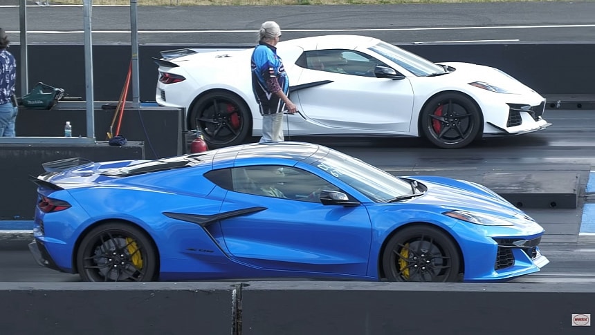 Chevrolet Corvette E-Ray en Z06 in onderlinge sprintstrijd