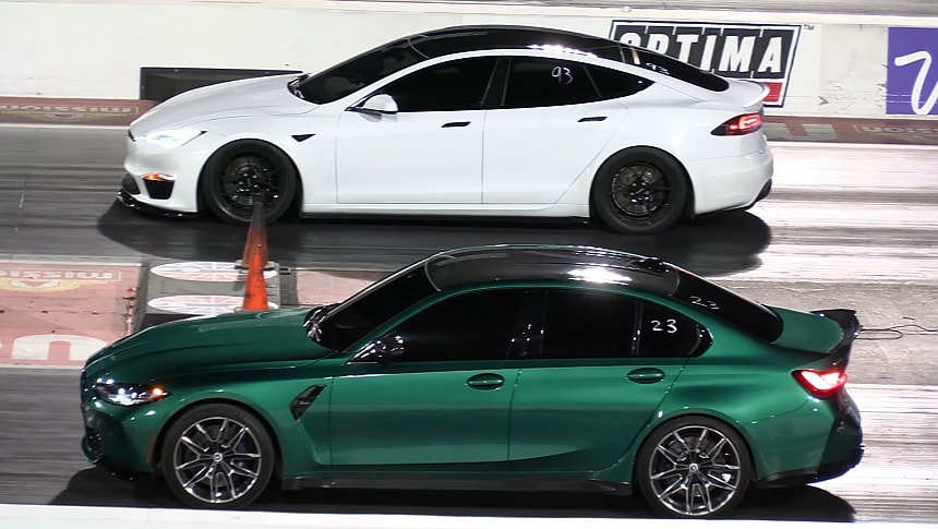 Tesla Model S Plaid en BMW M3: Duels op de kwartmijl met verrassende wendingen